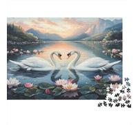 Cigno innamorato Puzzles 1000 Pezzi In Cartone Di Alta Qualità, Un Busta Di Puzzle A Rompicapo Per Art-terapia, Ideale Per Attività Per Giorni Di Pioggia, Regalo Per La Pens