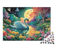 Cigno Lago al Chiaro di Luna Puzzle 1000 Pezzi Carta per Adulti Paesaggio Gioco di Puzzle 1000 Pezzi Famiglia Relax Regalo 38x26cm/1000pcs
