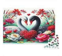 Cigno Nero Innamorato Puzzle 1000 Pezzi Carta per Adulti Scena da Giardino Romantico Gioco di Puzzle 1000 Pezzi Relax Decorazione Regalo Famiglia 70x50cm/1000pcs
