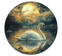 Cigno Puzzle 1000 Pezzi Notte Chiara di Luna Rotonda Puzzle Giocattoli Regalo Interessanti Decorazione Domestica per Decorazione Domestica, Regali 1000 pezzi (67,5 x 67,5 cm)