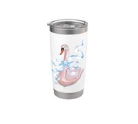 Cigno romantico disegnato a matita grazioso cigno con un fiocco azzurro Bicchiere termico in acciaio inox doppia parete