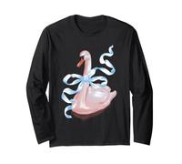 Cigno Romantico Disegnato a Matita Grazioso Cigno con Un Fiocco Azzurro Maglia a Manica