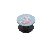 Cigno romantico disegnato a matita grazioso cigno con un fiocco azzurro PopSockets PopGrip Adesivo