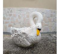 CIGNO STATUA VASO PORTAFIORI DA GIARDINO PER ESTERNO IN CEMENTO MARMO PIETRA