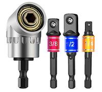 CIGOTU Impact Grade Power Hand Tools Driver Sockets Adapter Extension Set, 3Pcs 1/4 3/8 1/2" Hex Shank Drill Nut Driver Bit Set + 105 gradi angolo retto driver estensione cacciavite trapano attacco