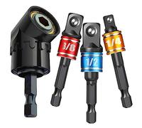 CIGOTU Set di adattatori per bussole di grado impatto, 3 pezzi, adattatore per chiave a bussola per avvitatore a percussione da 1/4 3/8 1/2", attacco per trapano ad angolo retto a 105 gradi per uso