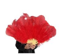 CIGPKLO Ventaglio da Danza in Piume Ventaglio di Piume Rosse 100 * 60 cm 13 Ossa Ventagli Portatili Pieghevoli for Matrimoni Fai da Te Puntelli for spettacoli teatrali