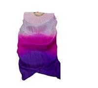 CIGPKLO Ventaglio di Danza Donne Belly Dance Seta bambù Lungo Ventilatori Puntelli Adorazione Loise Pastel Colors Bandiera Streamer Adulti(Silver,150cm(59 inch))