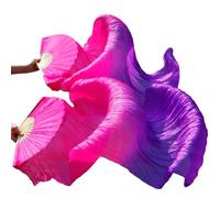 CIGPKLO Ventaglio di Danza Ventagli di Danza veli Seta Cinesi Coppia ventagli del Ventre Mix Colori(5,S-120cm-1pair(2pcs))