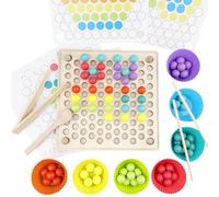 Cigrubo Giocattoli Montessori in Legno, Giochi Educativi di Motricità Fine, Arcobaleno Perline Puzzle per Bambini, Gioco di Classificazione e Impilamento, Regalo Perfetto per Ragazzi e Ragazze