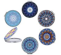 CigyYogy Specchio Ingranditore Compatto Specchietti Di Bellezza Portatili Pieghevoli Tascabili Di per Donne Ragazza Signora Goffratura Mandala Design 6 Pacchi