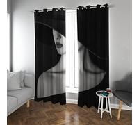 CIHCO Tende nere Ragazza elegante che indossa un cappello oscuranti 2 pannelli tende isolate termicamente a pieno isolamento la stanza soggiorno 2xW132xL245cm