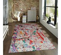 CIHCOHOME Tappeto colorato astratto area linea Jackson Pollock stile area tappeti per soggiorno ultra-sottile vintage grande area tappeto lavabile in lavatrice 120x160cm