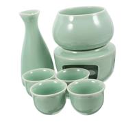 Ciieeo 1 Set Ceramica per Sake con Base Riscaldante e Tazze Giapponesi per Conservazione Del Gusto Uso e Speciali Resistente e Facile da