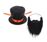Ciieeo 1 Set Di Cappello A Cilindro Nero Con Barba Finta Divertente Berretto Da Mago Per Feste Smoking Formale Accessori Da Vampiro Per Travestimenti Per Cosplay Halloween Unisex