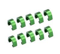 Ciieeo 10 Pezzi Morsetto per Cavi Freno Bici in Lega di Alluminio Verde, Forma a C, Leggero e Riutilizzabile, Fissaggio Cavi per Bici da Strada e Mountain Bike