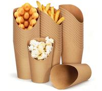 Ciieeo 100 Pezzi Bicchieri in Carta Kraft da 12oz per Patatine Fritte e Snack, Usa e Getta Versatili per Takeaways e Ristoranti