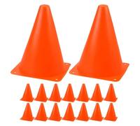 Ciieeo 16 Coni di Agilità in Plastica Arancione 18cm per Allenamento Calcio, Pattinaggio e Corsa a Ostacoli, Marcatori Sportivi Compatti e Portatili per Palestra e Campi Sportivi