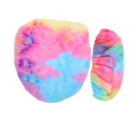 Ciieeo 1set Coprisedile per WC Peluche con Design Tie-Dye per Decorazione Bagno Cuscino Protettivo per Copriwater e Serbatoio Facile da Installare Sicuro e Confortevole