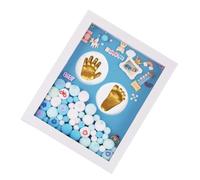 Ciieeo 1set Kit Impronte Mani Piedi con Cornice Milestone Blu Medio per Regalo Shower in Durevole Decorazione Cameretta e Ricordo Crescita