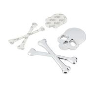 Ciieeo 2 Pezzi Adesivo Auto Metallo Teschio Argento Emblema Decorativo in Lega Zinco per Veicoli Facile da Installare per Metallo e Plastica