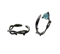 Ciieeo 2 pezzi Anelli Chic con Corona di Spine Anelli Aperto per Dito Mignolo Design Rosa Creativo Nero per Anniversari e Regali Speciali