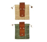 Ciieeo 2 Pezzi Borsa Portautensili da Esterno in Tela, Tasca Coulisse | Pieghevole, Resistente Agli Strappi, da Appendere alla Vita, per Frutta e Piccoli Oggetti, Verde Khaki