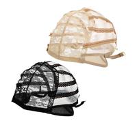 Ciieeo 2 Pezzi Cappucci per Parrucche in Rete Traspirante Regolabili, Calotte Elastiche in Pizzo Nero e Beige, Accessori Professionali per Parrucchieri e Uso Personale