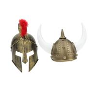 Ciieeo 2 Pezzi Elmi Viking Dorati in Plastico per Carnevale e Feste a Tema, Riutilizzabili e Comodi da Indossare per Uomini e Donne
