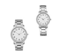 Ciieeo 2 Pezzi Orologio da Polso Coppia Lover Watches in Acciaio Inossidabile, Lega e Vetro, Argento, Moderno e Creativo, Precisione Elevata, Leggero, per Occasioni Speciali e Tutte