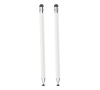 Ciieeo 2 Pezzi Penna Capacitiva Touch Screen Bianca con Doppia Punta in Metallo e Silicone, Impugnatura Ergonomica per Tablet, Smartphone e Didattica Online