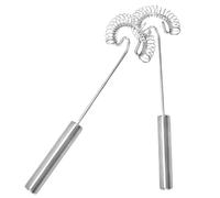 Ciieeo 2 pezzi Sbattitore Manuale per Uova e Schiumalatte Molla in Acciaio Inossidabile Frusta Ergonomica Portatile per Cucina Miscelatore Manuale Senza Elettricità Strumento Leggero e