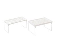 Ciieeo 2 Pezzi Scaffale Organizer in Ferro Bianco, Semplice | Ripiano Salvaspazio per Cucina e Armadietti, Uso su Libri e Barattoli, Superficie ad Arco Liscia