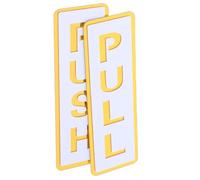 Ciieeo 2 pezzi Segnaletica Push Pull in Acrilico con Nastro Adesivo per Porte in Vetro e Uffici e Negozi Design Leggibile e Colore Oro