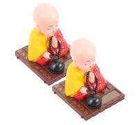 Ciieeo 2 Pezzi Statuette Monaci Agitanti Decorazione Auto e Casa con Statua Monastero Energizzata da Pannello Solare per e