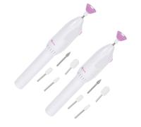 Ciieeo 2 Set Set per Manicure Unghie Elettrico Mini Portatile Smerigliatrice Bianca in Plastica, Funzionamento Silenzioso e Professionale per Nail Art a Casa