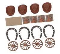 Ciieeo 20 Pezzi Decorazioni Centrotavola Tema Western Set Legno Ferro | Compleanno e Matrimoni, Stile Rustico Vintage Creativo, Forme Ruota Ferro di Cavallo Cappello Ceppo