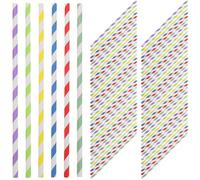 Ciieeo 200 cannucce di carta usa e getta a strisce colorate - Cannucce divertenti per frullati e succhi - Articoli per feste e decorazioni festive di carnevale