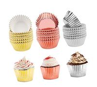Ciieeo 200 pezzi Pirottini Muffin Alluminio Spessi e Oro Accessori per Torte e Dolci e Feste per Cupcake Resistenti e Facili da Usare