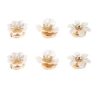 Ciieeo 3 Paia di Gemelli da Donna con Perle e Cristalli a Forma di Fiore Bottoni per Polsini Francesi Eleganti Accessori Gioiello per Camicia Formale e Abbigliamento da Cerimonia