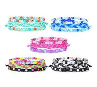 Ciieeo 3 Pezzi Braccialetti Perline Set da 3, Stile Bohemia, Fatti a Mano, Blu, per Ragazze, Souvenir Turistico e Pubbliche Relazioni