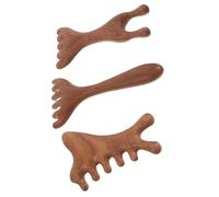 Ciieeo 3 Pezzi Massaggiatore per Chioma in Legno Design a Pettine a Doppia Estremità per Massaggio del Cuoio Capelluto e Rilassamento a Casa in Ufficio