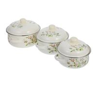 Ciieeo 3 pezzi Smaltate con Manici Decorative per Cucina e Ramen Design Fiori e Facile da