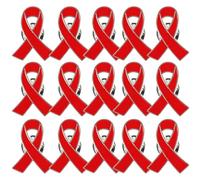 Ciieeo 30 Pezzi Spilla Nastro Rosso in Lega di Zinco, Non Facile da Sbiadire e Portatile, Simbolo di Sensibilizzazione e Solidarietà la Pace