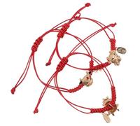 Ciieeo 3pezzi Bracciale Rosso Ciondolo Forma di Bue Corda Intrecciata Mano Accessori da Polso per Festa di Stagione Stile Casual Stile Casuale