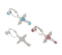 Ciieeo 3pezzi Piercing Finto per Ombelico Clip Ciondolo Forma di Cuore Cristallo e Decorazioni Angeliche Gioielli per Ombelico da Donna Decorazioni