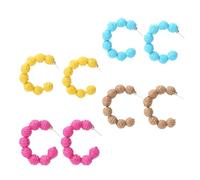 Ciieeo 4 Paia Orecchini in Rattan e Rafia per Donna, Cerchio Geometrico C Intrecciato, Gioielli Estivi per Feste, Viaggi e Vacanze, Design Leggero e Resistente, Colori Assortiti
