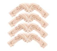 Ciieeo 4 Pezzi Accessori per decorazioni intagliato in massiccio appliques intagliati in per applique in intagliato quercia Beige