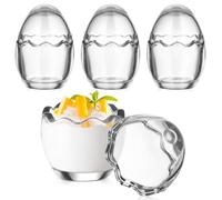 Ciieeo 4 Pezzi Contenitori in Vetro per Yogurt da 60ml Riutilizzabili e Resistenti al Calore Design Semplice e Forma a Guscio D'uovo, per Feste e Dessert