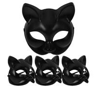 Ciieeo 4 Pezzi Maschera di Halloween in Plastico Nero, da Colorare | Facile da Indossare, per Feste in Maschera e Teatro, Design Unico, Adatta a Uomini e Tutte le Età